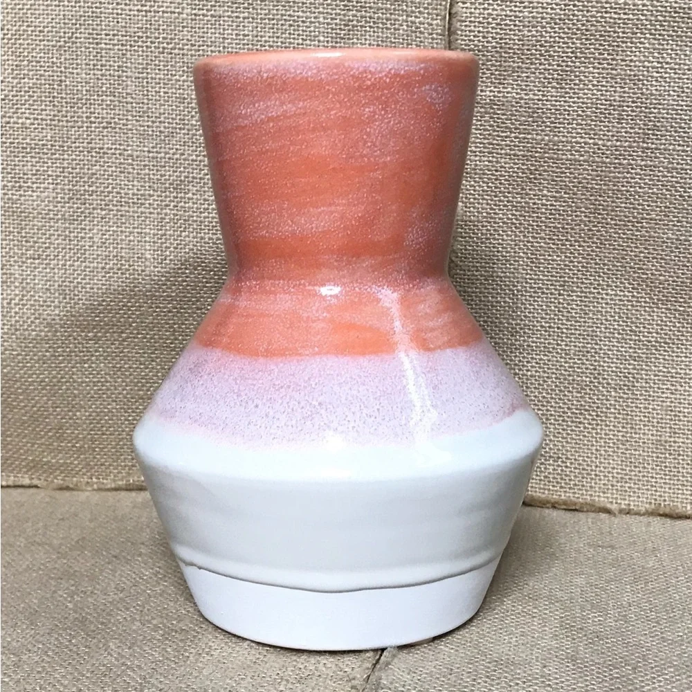 Project 62 Reactive Pottery Vase Orange Pink White Boho Cottage Core Summer